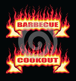 Barbecue Cookout Fire Flame Banner Straight Scroll