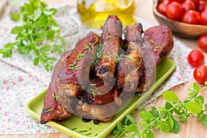 Barbecue country-style pork ribs in oven