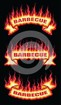 Barbecue Fire Flame Scroll Banners