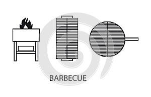 Barbecue with fire, rectangular and round grills