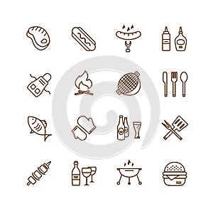 Barbecue and Food Icons Vector Objects set