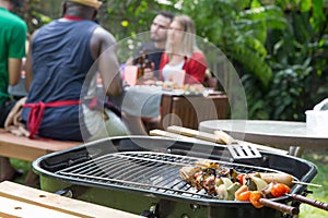 Barbecue food party at house backyard