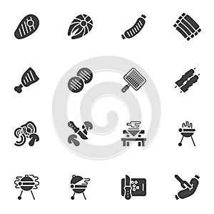 Barbecue food vector icons set