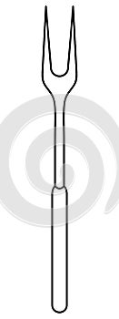 Barbecue fork with two prongs. Sketch. Tool for turning and removing meat and fish from the grill.