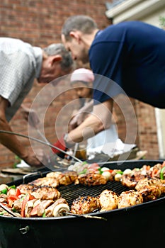 Brocheta en jardín 