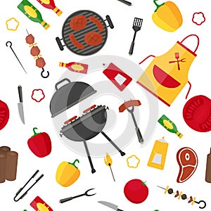 Barbecue and Grill Background Pattern. Vector