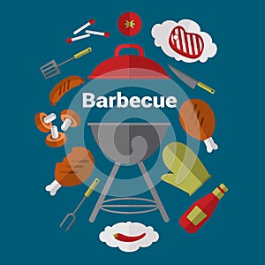 Barbecue grill card, design template.