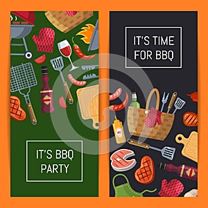 Barbecue or grill elements banner templates