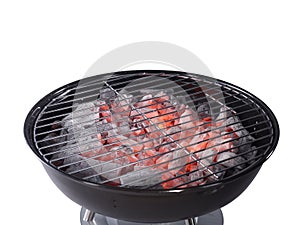 Barbecue grill with ember and ashes, ready to cook