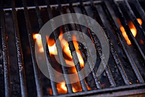 Barbecue grill with flames