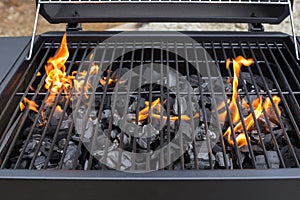 Barbecue grill grate. BBQ, fire, charcoal