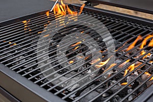 Barbecue grill grate. BBQ, fire, charcoal