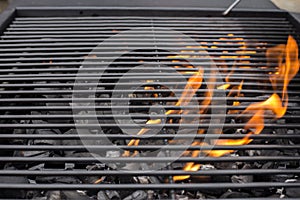 Barbecue grill grate. BBQ, fire, charcoal