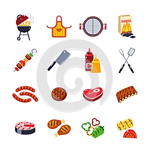 Barbecue And Grill Icon Set