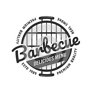 Barbecue and grill label. BBQ emblem and badge design. Restaurant menu logo template. Vector illustration