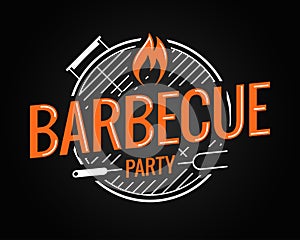 Barbecue grill logo on black background photo
