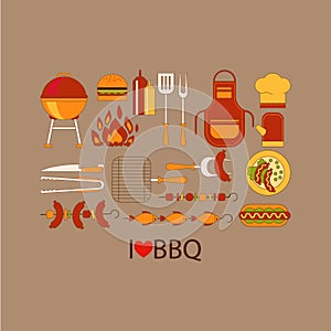 Barbecue grill party vector set