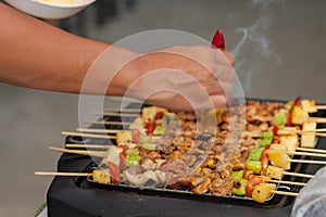 Barbecue grill with Pork meat.