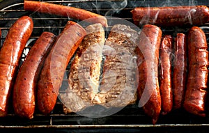 Barbecue grill sausages