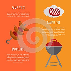 Barbecue grill vertical banners set