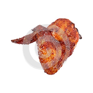 barbecue grilled chicken wing isolated on white