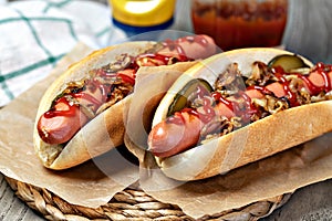 Barbecue Grilled Hot Dog with ketchup