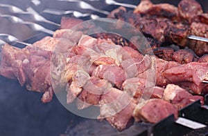 Barbecue grilled pork kebabs meat