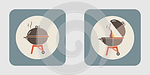 Barbecue icon set. BBQ Time. BBQ party. BBQ Grill icons on isolate background. BBQ Button.