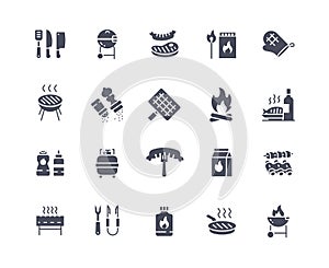 Barbecue icons black set