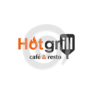 Barbecue Logo Design Hot Grill Resto Text Typography