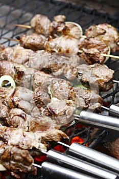 Barbecue meat on grill