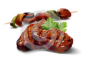 Barbecue. Meat with vegetables