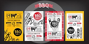 Barbecue party invitation. BBQ template menu design. Food flyer. photo