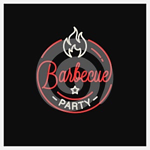 Barbecue party logo. Round linear logo of BBQ