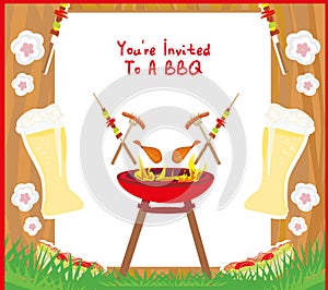 Barbecue Party menu card Invitation