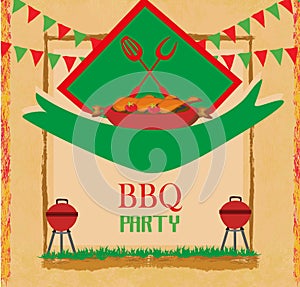 Barbecue Party menu card Invitation