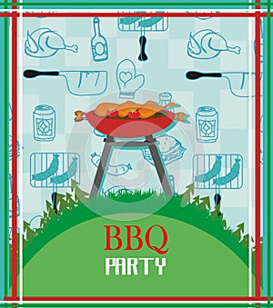 Barbecue Party menu card Invitation