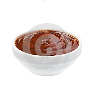 Barbecue sauce sauce,Grill sauce in ceramic bowl isolated on white background