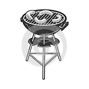 barbecue sausages sketch vector illustration