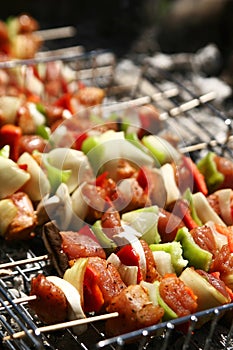 Barbecue with skewer