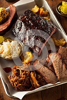 Barbecue Smoked Brisket and Ribs Platter photo