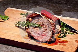 Barbecue steak with rosemary