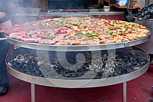 Barbecue on the street during the festivities of the reconquest of Vigo