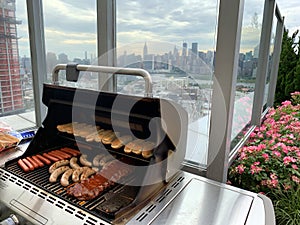 A barbecue view a view from Brooklyn to Manhattan