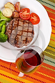 Barbecued Beef Steak and a Glass of Red Wine #1