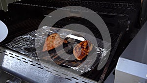 Barbecued Chicken Coming Off Grill & On A Plate