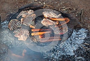 Barbecued meat and sausages. Flinders Ranges. Sout photo