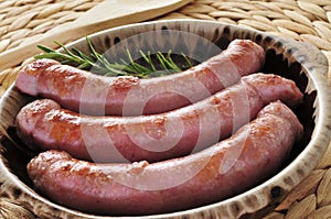 Barbecued pork meat sausages