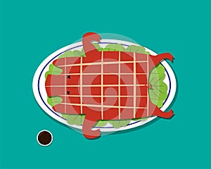 Barbecued suckling pig in flat style, vector