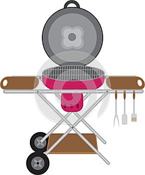 Barbecues round mobile on wheels